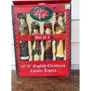 Vintage Set Of 4 Robert Alan 10 7/8" English Christmas Caroler Taper Candles P3